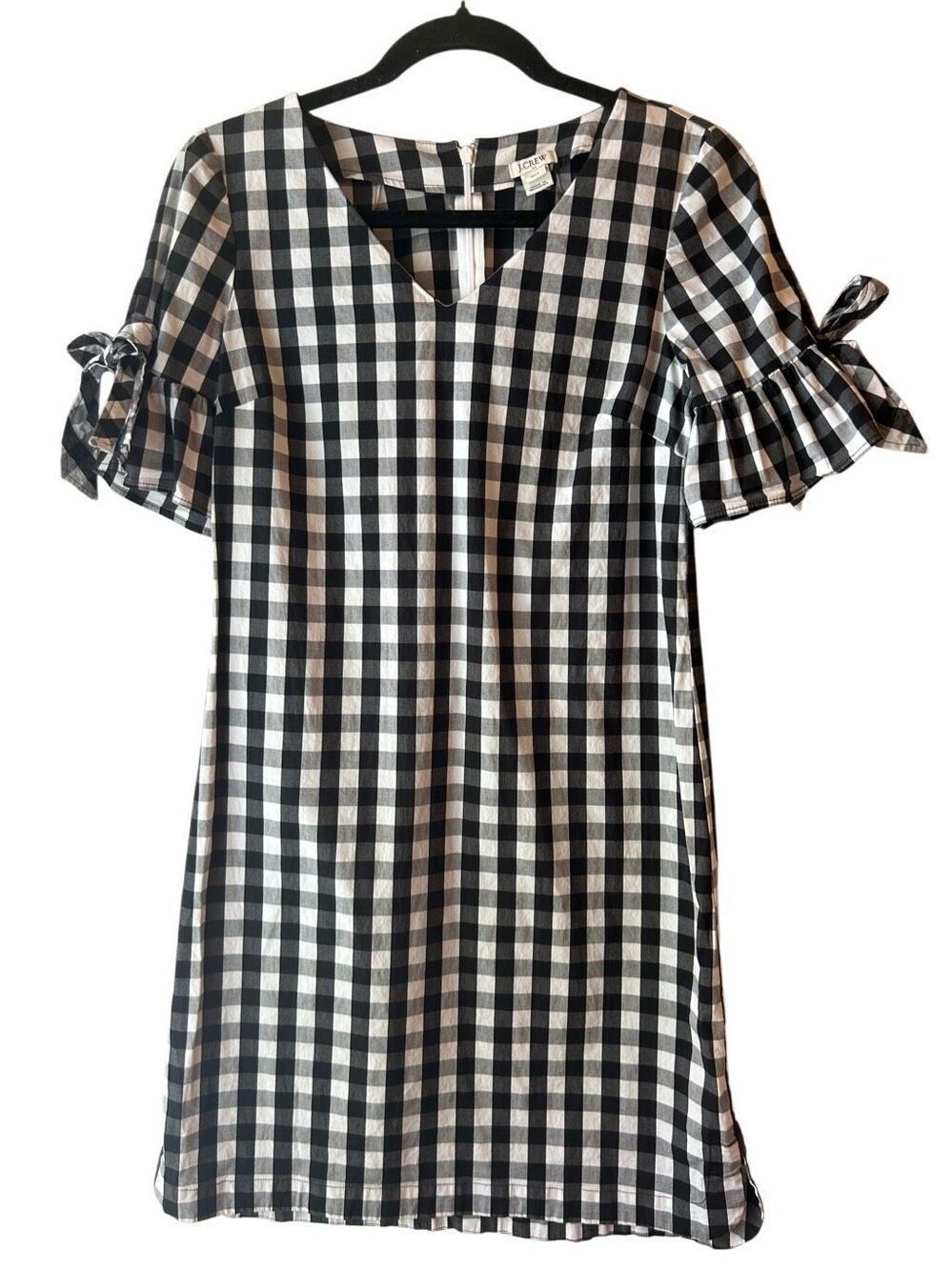 J.Crew Women's Gingham Tie Sleeve Dress XXS Picnic Minimalist French Cottagecore